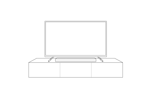 Ilustración de un TV BRAVIA con un soporte multiposición y una sound bar debajo