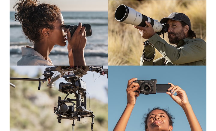 Fotos de personas sosteniendo cámaras o drones con cámaras montadas en ellos